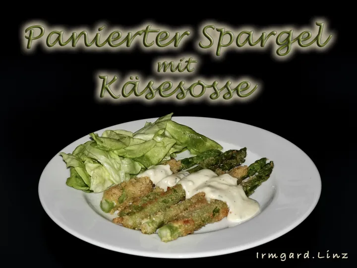 Panierter Spargel mit Käsesosse