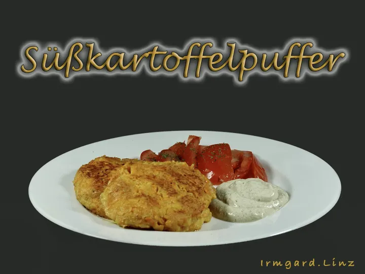 Süßkartoffelpuffer mit Kernöldip