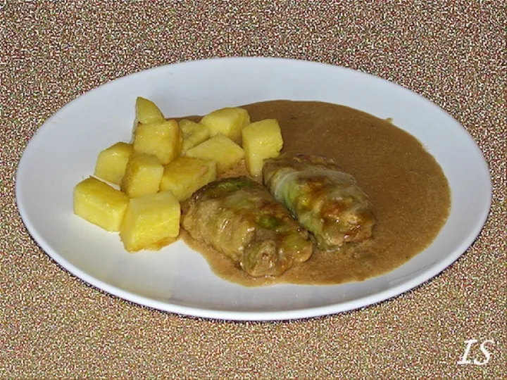 Krautrouladen mit Polentawürfel