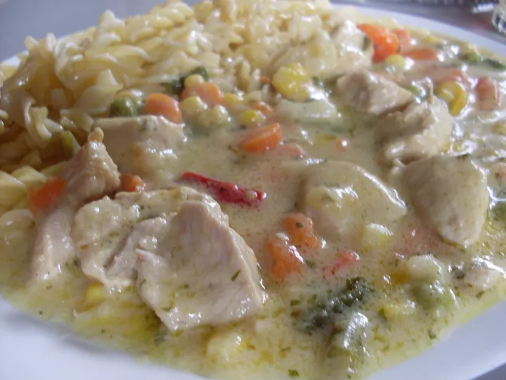 Putengeschnetzeltes mit Nudeln