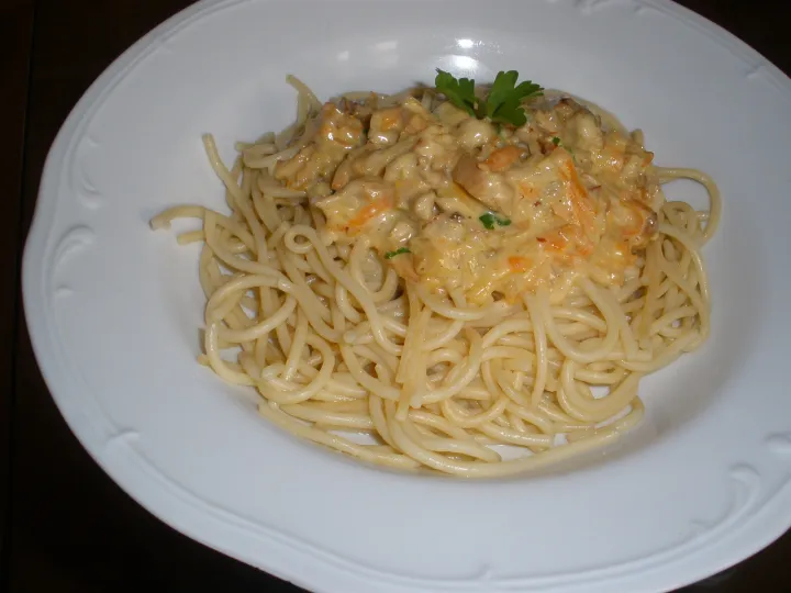 Spagetti mit Hähnchenragout