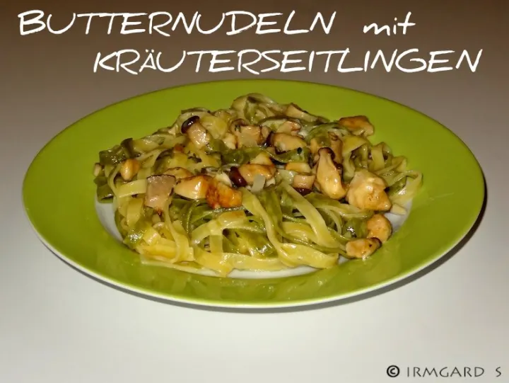 Butternudeln mit Minikräuterseitlingen