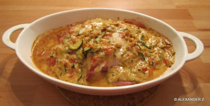 Überbackene Hühnerbrust auf italienische Art