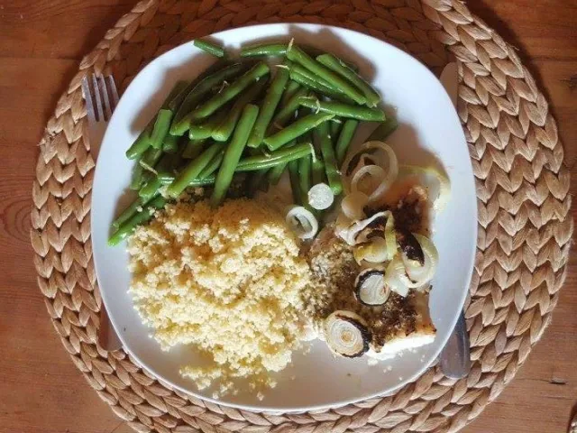 Gegrilltes Lengfilet mit Bohnen und Couscous