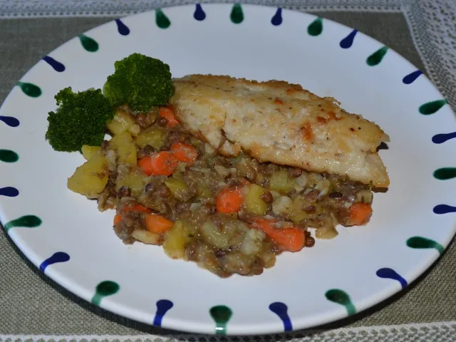 Fischfilet auf Linsen