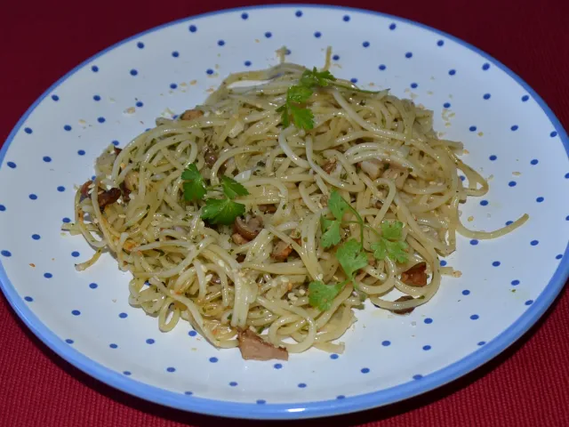 Gebratene Schwammerl mit Spaghetti 