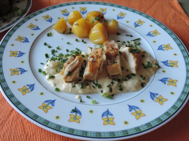 Hühnerfilet auf Käsesoße