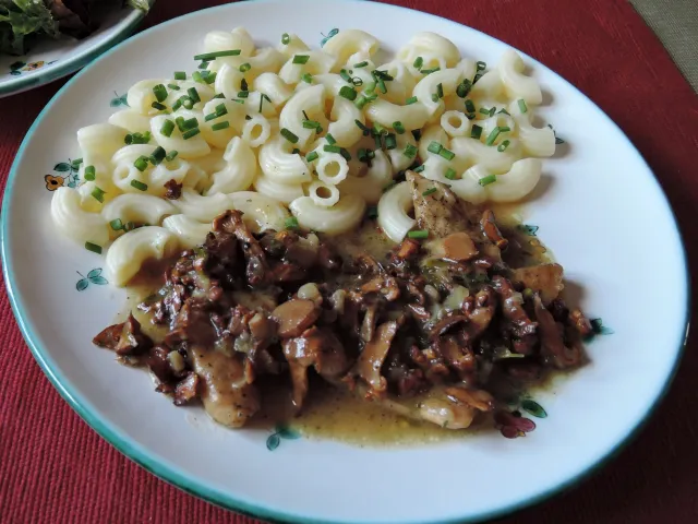 Eierschwammerlsoße - mit und ohne Fleisch