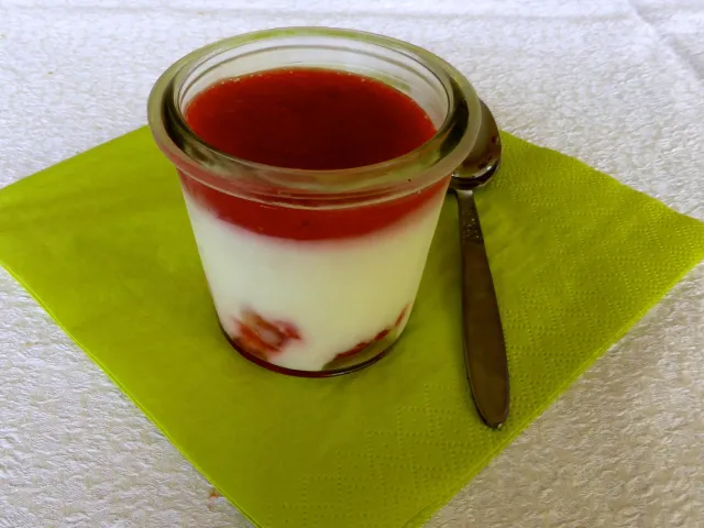 Joghurt - Panna Cotta mit Beerensauce