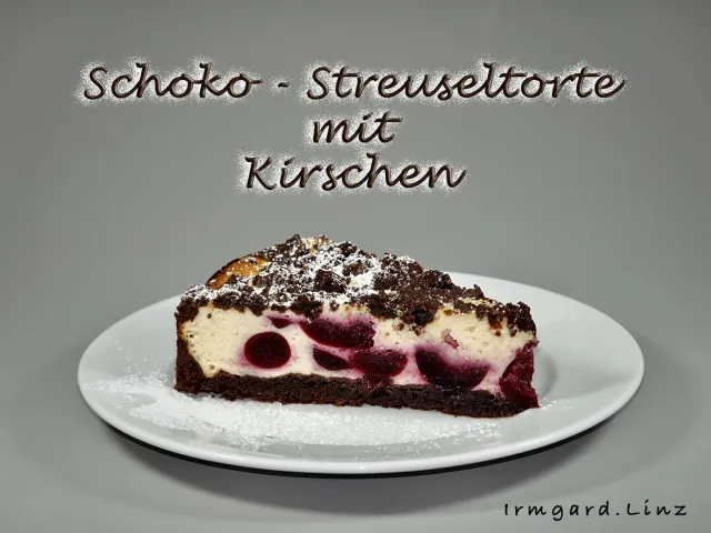 Schoko-Streuselkuchen mit Kirschen