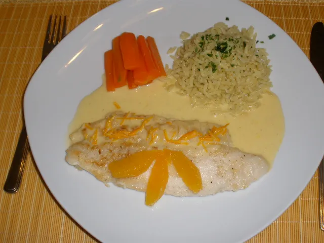 Pangasius in Orangensoße