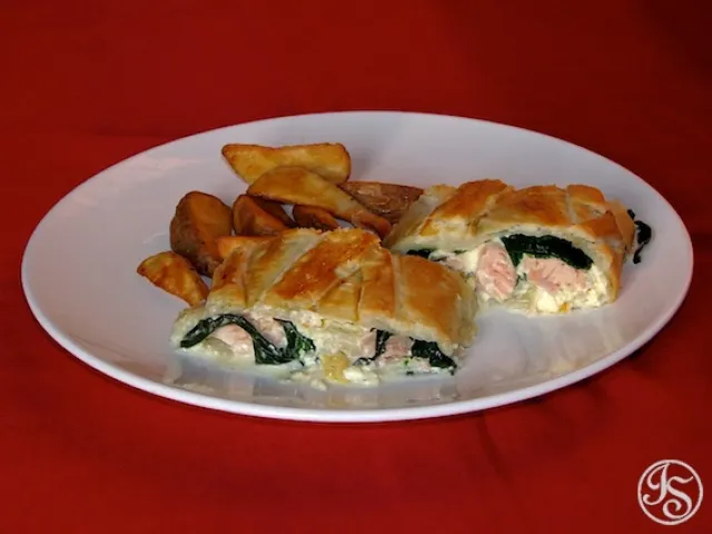 Lachs in Bärlauch-Blätterteig