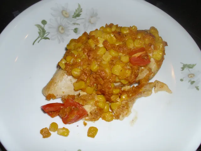 Truthahnbrust in Mais Tomaten Kruste