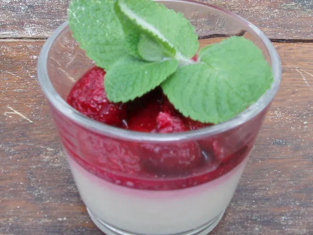 Panna Cotta mit Himbeeren
