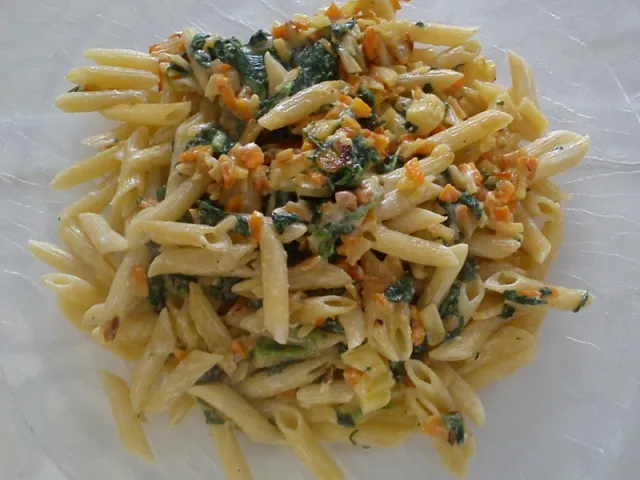 Penne mit Blattspinat