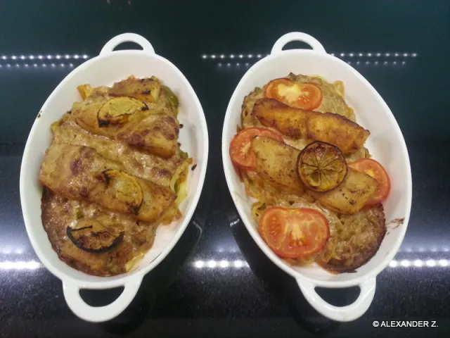 Rotbarsch auf Bandnudeln