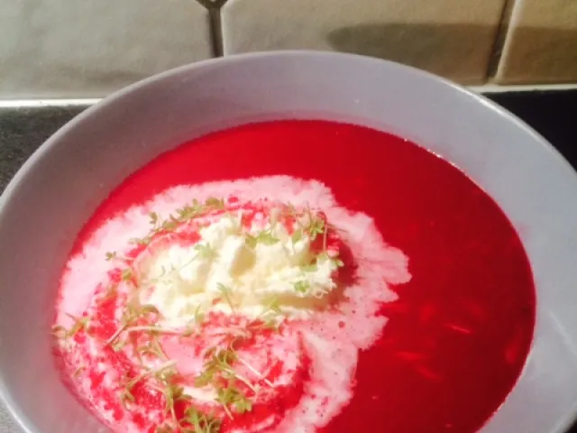 Rote Rüben Suppe mit Apfel