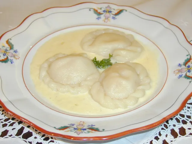 Shrimpravioli in Sahnesauce