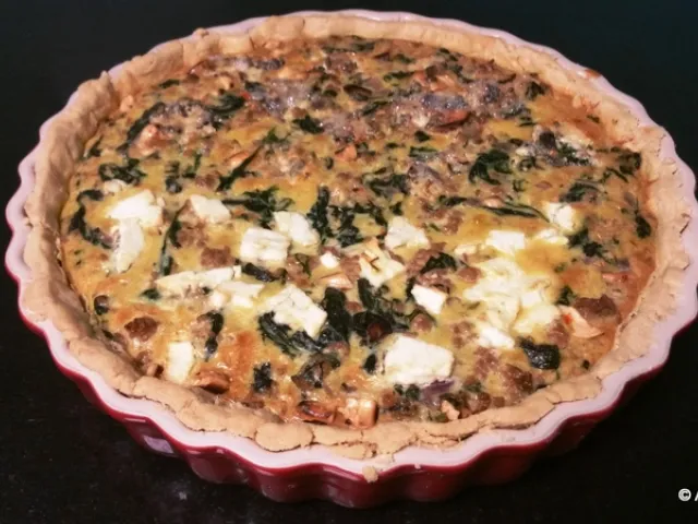 Spinattarte mit Fleisch  & Chili